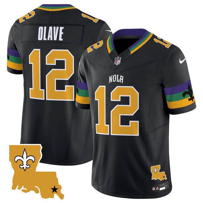 Men's New Orleans Saints ACTIVE PLAYER Custom Black 2024 F.U.S.E. Vapor Limited Stitched Jersey